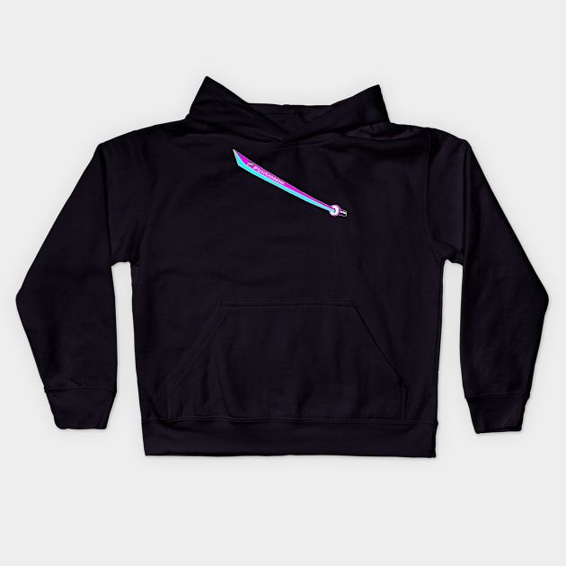 Katana with Blank Text, v. Code Magenta Teal Kids Hoodie by punchado